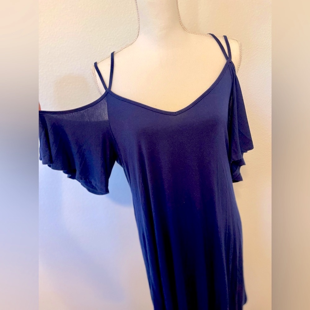 Alya Cold Shoulder Cutout Dress Short Sleeve Navy Large